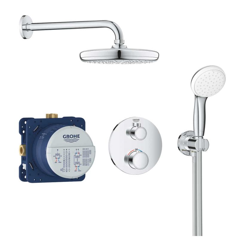 SISTEM DUS GROHTHERM ROTUND CU CAP DUS TEMPESTA 210, SET DUS TEMPESTA 100 II , FURTUN ROTAFLEX 1500